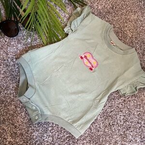 Kids Green Ruffle Sleeve Shirt